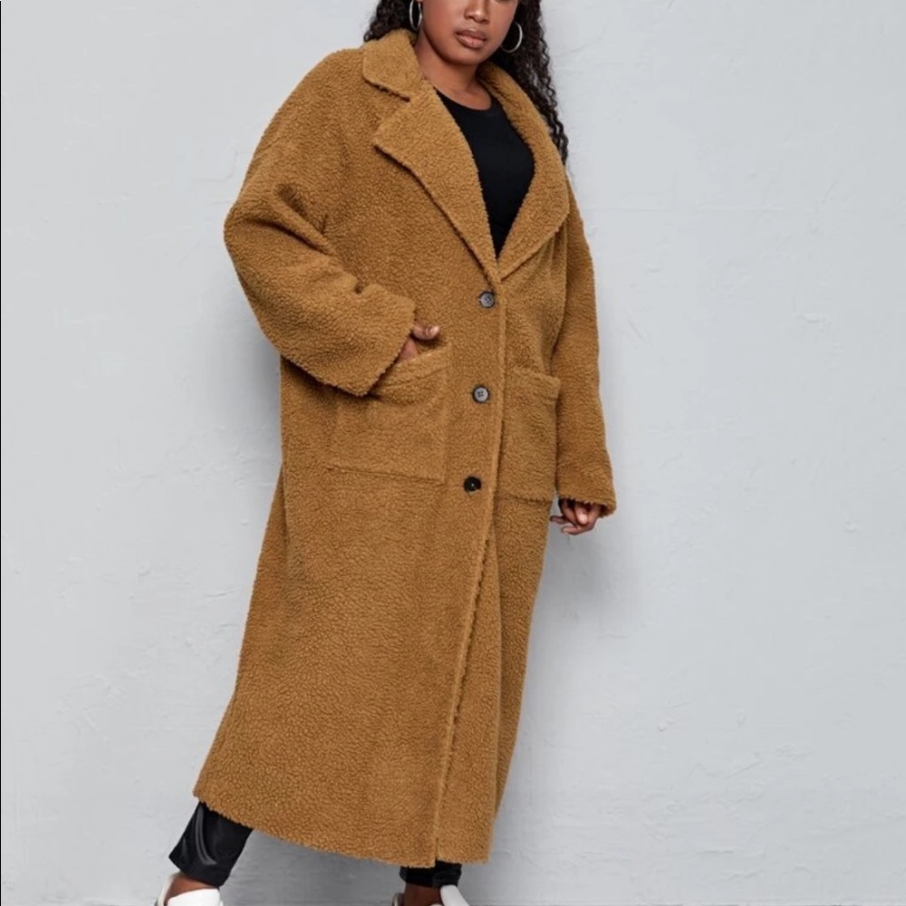 Women’s Camel Teddy Bear Coat - Picture 3 of 4